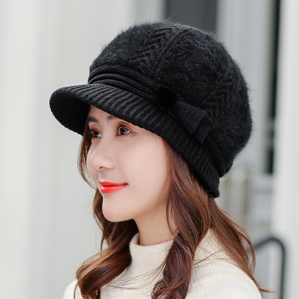 Women's Fashionable Warm Padded And Thick Knitted Wool Hat