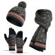 Three-piece Acrylic Knitted Wool Hat Scarf Gloves Set