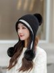 Ladies Knitted Hat Colorblock Casual Ear Guards For Warmth