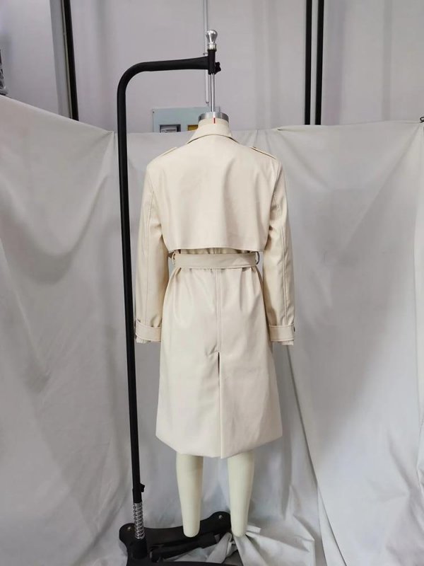 Loose Double Breasted Long Trench Coat French Women's Coat