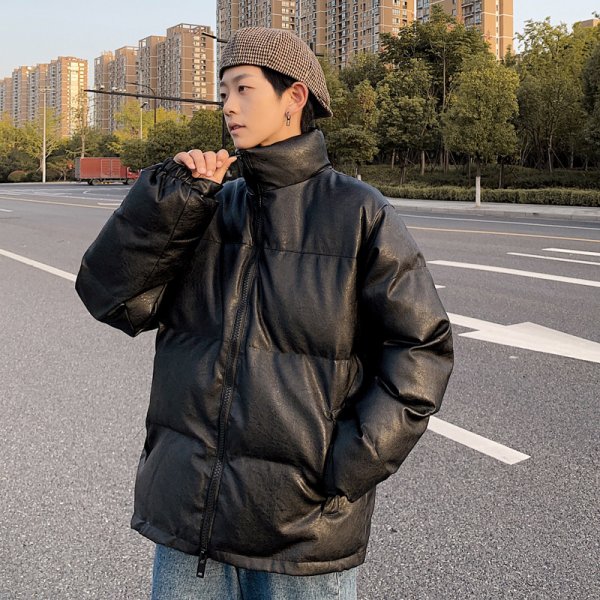 Pu Leather Bread Coat Men'S Cotton Coat